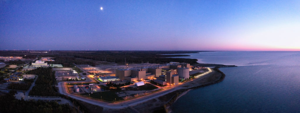 Aerial view of Bruce A at dusk