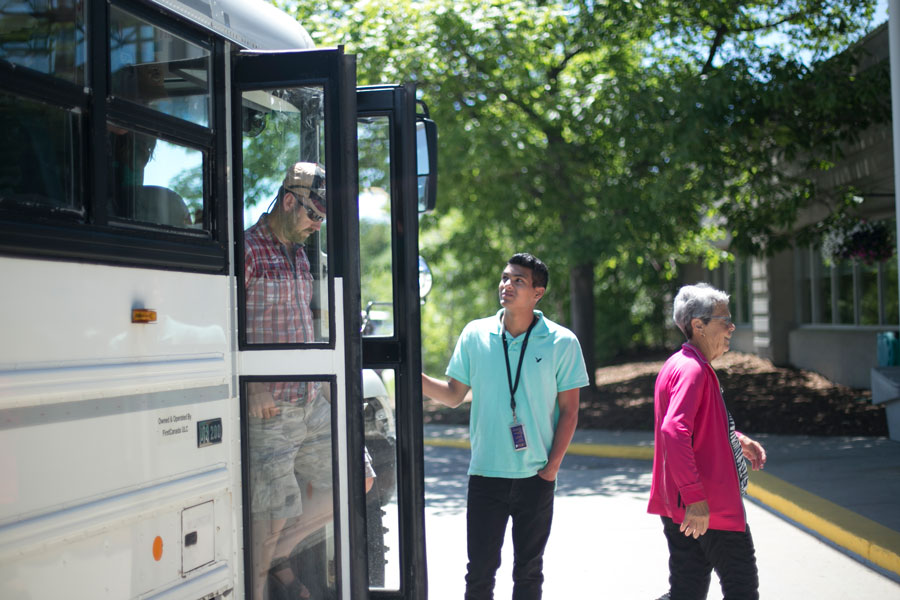 People on a bus tour