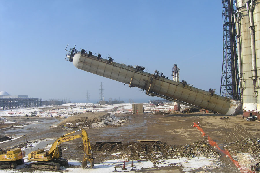Photo of the Heavy Water Plant being dismantled.