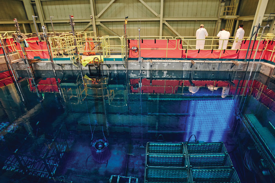 Photo of employees harvesting cobalt from the fuel bays.