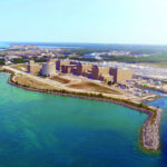 Aerial photo of Bruce Power from over Lake Huron
