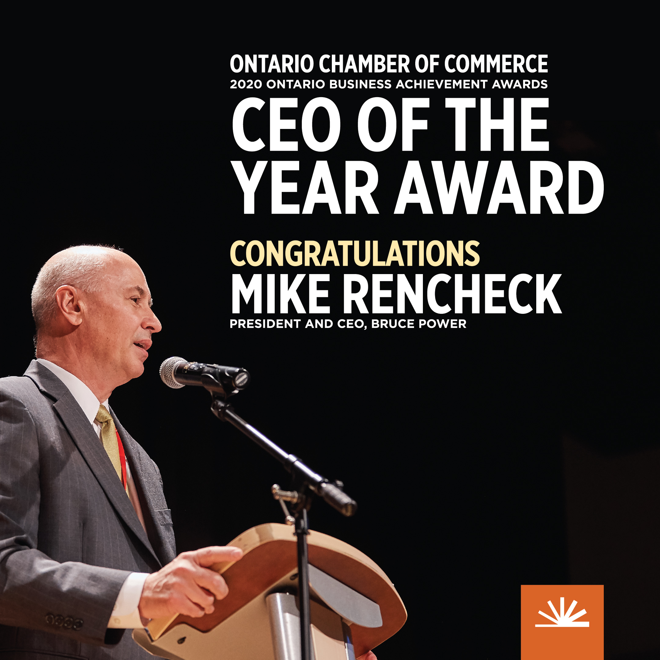 Mike Rencheck Ontario Chamber of Commerce CEO of the Year Award