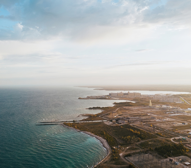 An aerial photograph of Bruce Power site