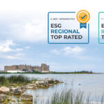 ESG top award graphic on photo of Bruce Power