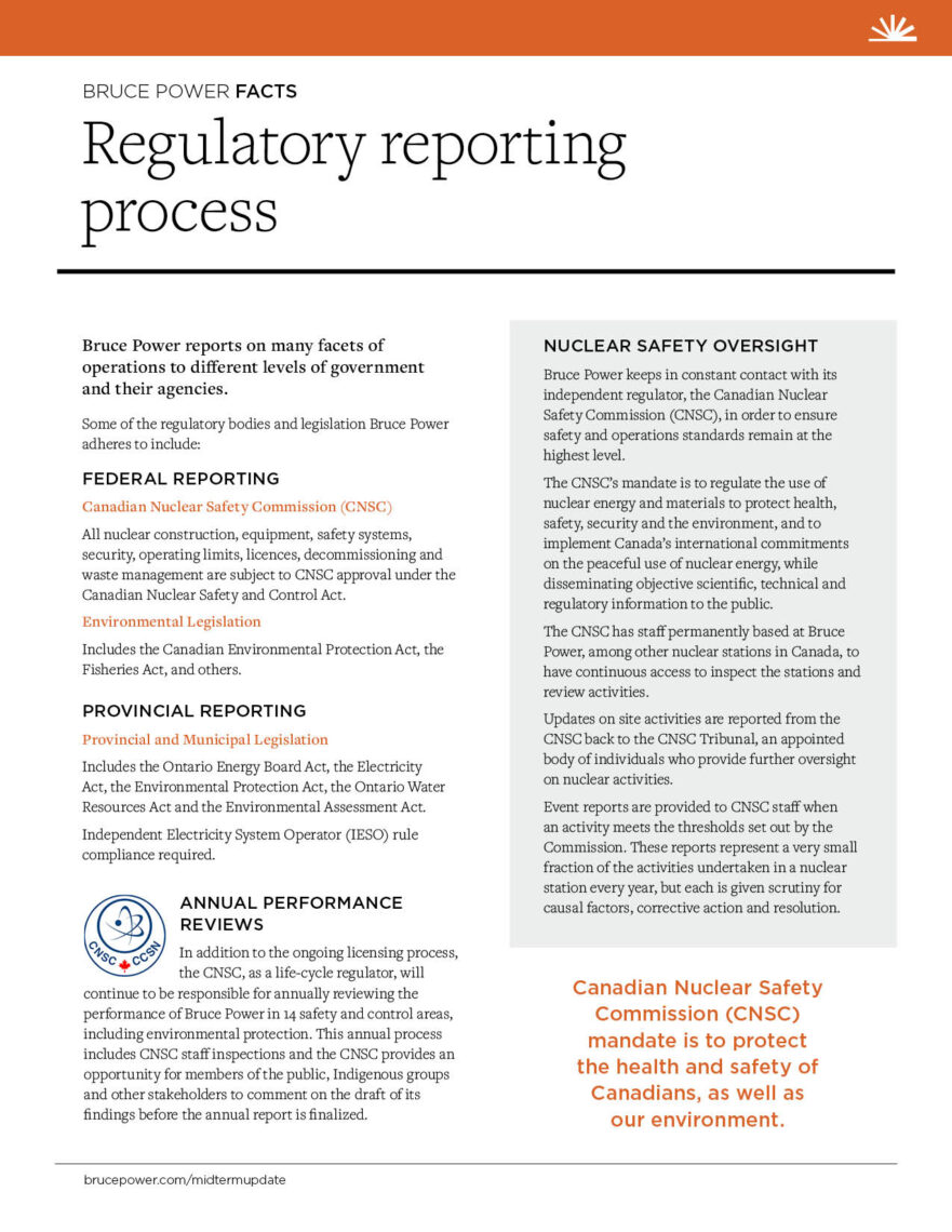 Bruce Power Facts - Regulatory reporting process