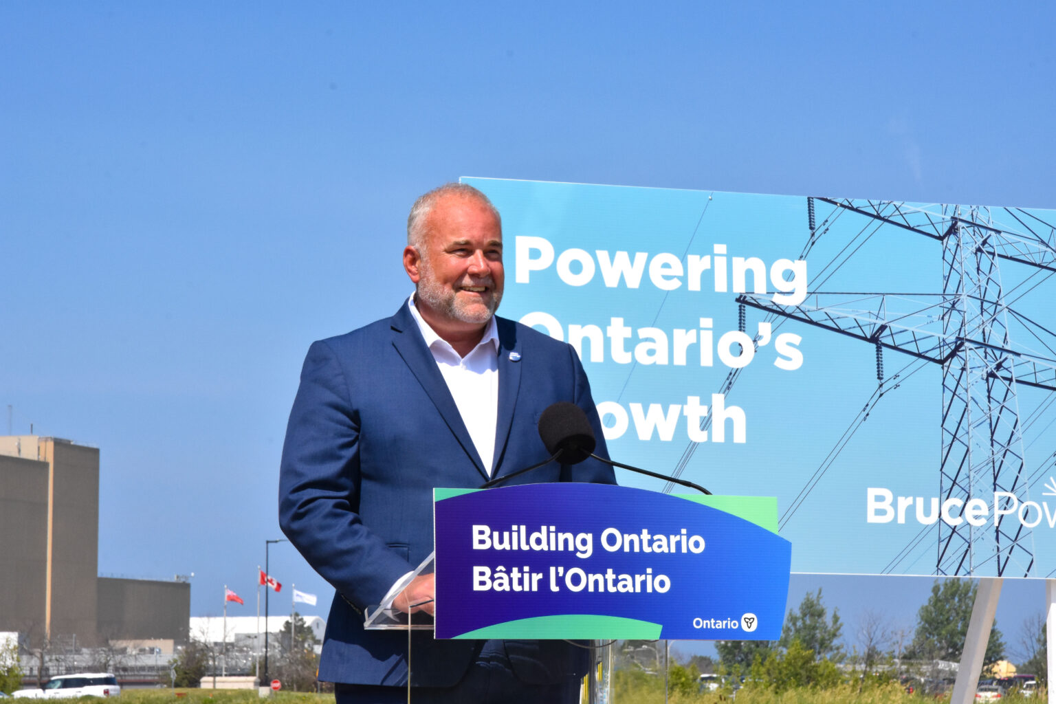 Ontario Minister of Energy, the Hon. Todd Smith, announces the government's support for planning and consultation to explore nuclear expansion July 5 at Bruce Power Image Credit: Bruce Power