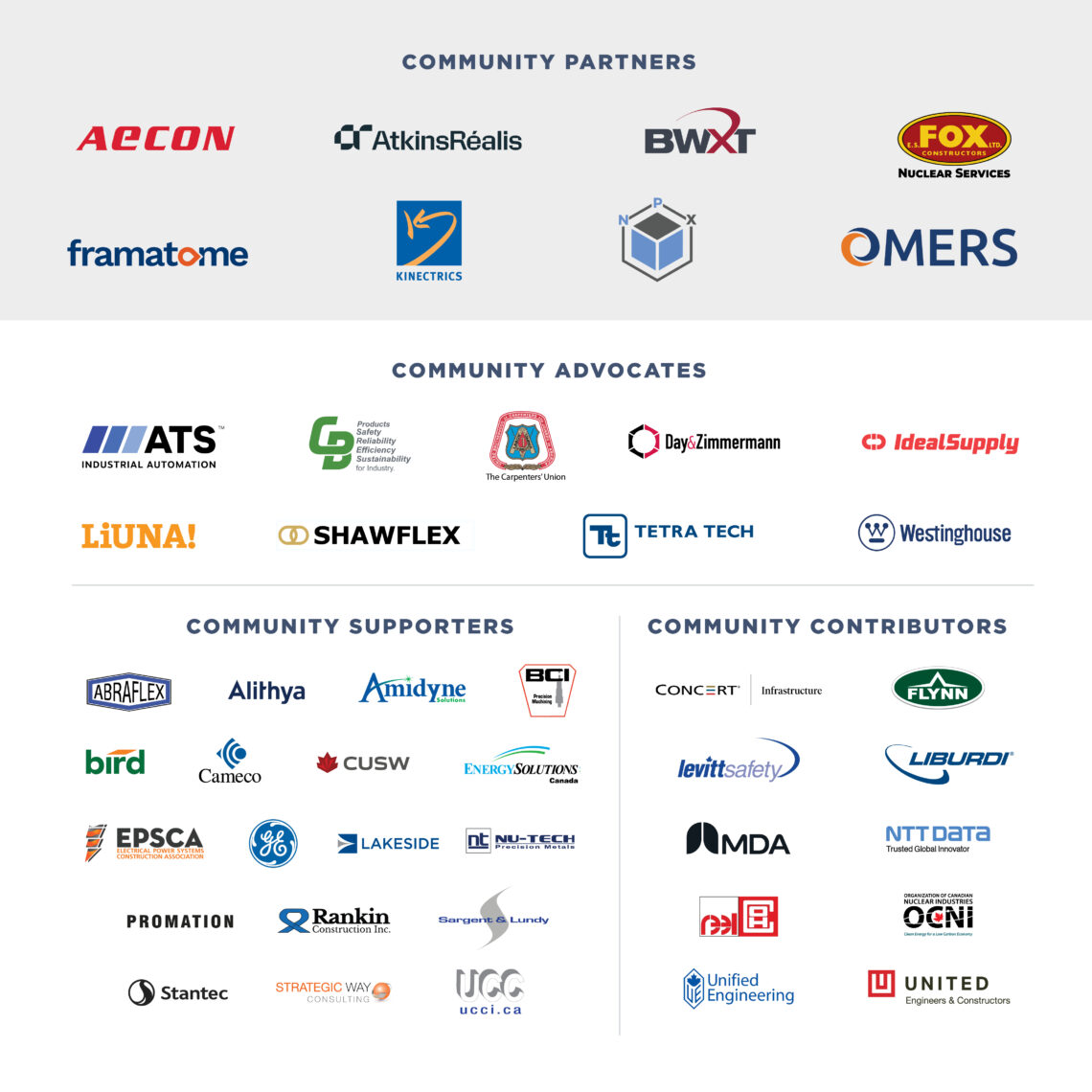 Graphic showing logos of Bruce Power supplier partners