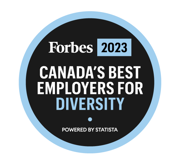 Image that reads "Forbes 2023: Canada's Best Employers for Diversity"