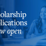 Bruce Power scholarship graphic showing a student and book