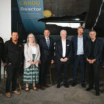 Federal Minister of Energy and Natural Resources, Hon. Tim Hodgson, fourth from right, visited Bruce Power today to announce the installation of a new Isotope Production System in Unit 6. Joining Hodgson for the announcement were, from left, Greg Nadjiwon, Councillor, Chippewas of Nawash Unceded First Nation; Conrad Ritchie, Chief, Saugeen Ojibway Nation, Darlene Johnston, Chief, Chippewas of Nawash Unceded First Nation; Eric Chassard, President and CEO of Bruce Power; David Harris, President and CEO, Kinectrics; James Scongack, Chief Operating Officer and Executive Vice-President, Bruce Power; and Tom Uzzell, President and CEO, Framatome Canada.