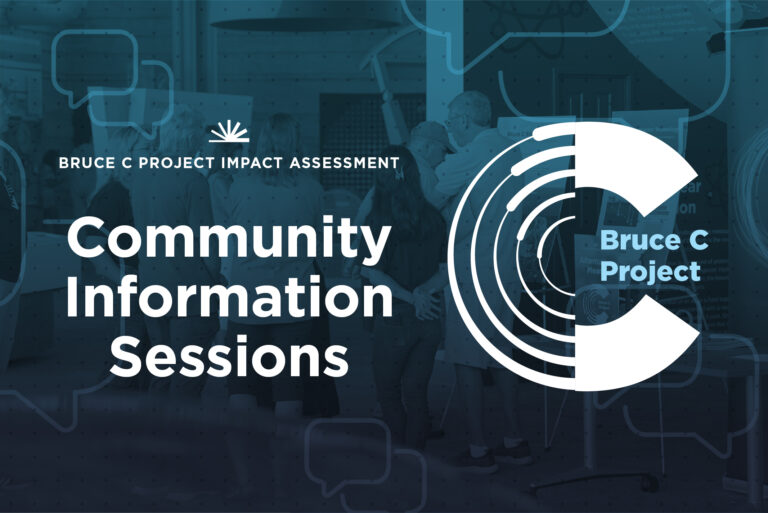 Bruce C community information sessions graphic with Bruce C logo