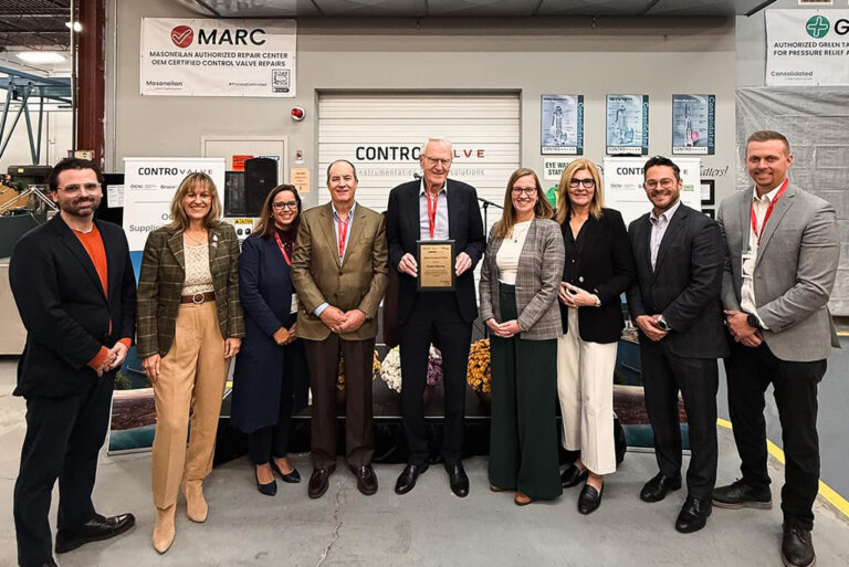 Bruce Power signed a 10-year strategic alliance agreement with Contro Valve. Attending the signing at Contro Valve’s Burlington facility were, from left: Chris Tremblay, Nuclear Manager, Contro Valve; Marianne Meed Ward, Mayor of Burlington; Ivette Vera-Perez, President and CEO of the Organization of Canadian Nuclear Industries; Donald Murdock, Director of Operations, Contro Valve; Michael Wilson, President and CEO, Contro Valve; Hon. Karina Gould, Member of Parliament for Burlington and Chair of the House of Commons Finance Committee; Natalie Pierre, MPP Burlington; Pat Dalzell, Bruce Power Vice-President, Corporate Affairs and Market Development; and Quinn Boissoin, Senior Manager, Supply Chain, Ontario Power Generation.