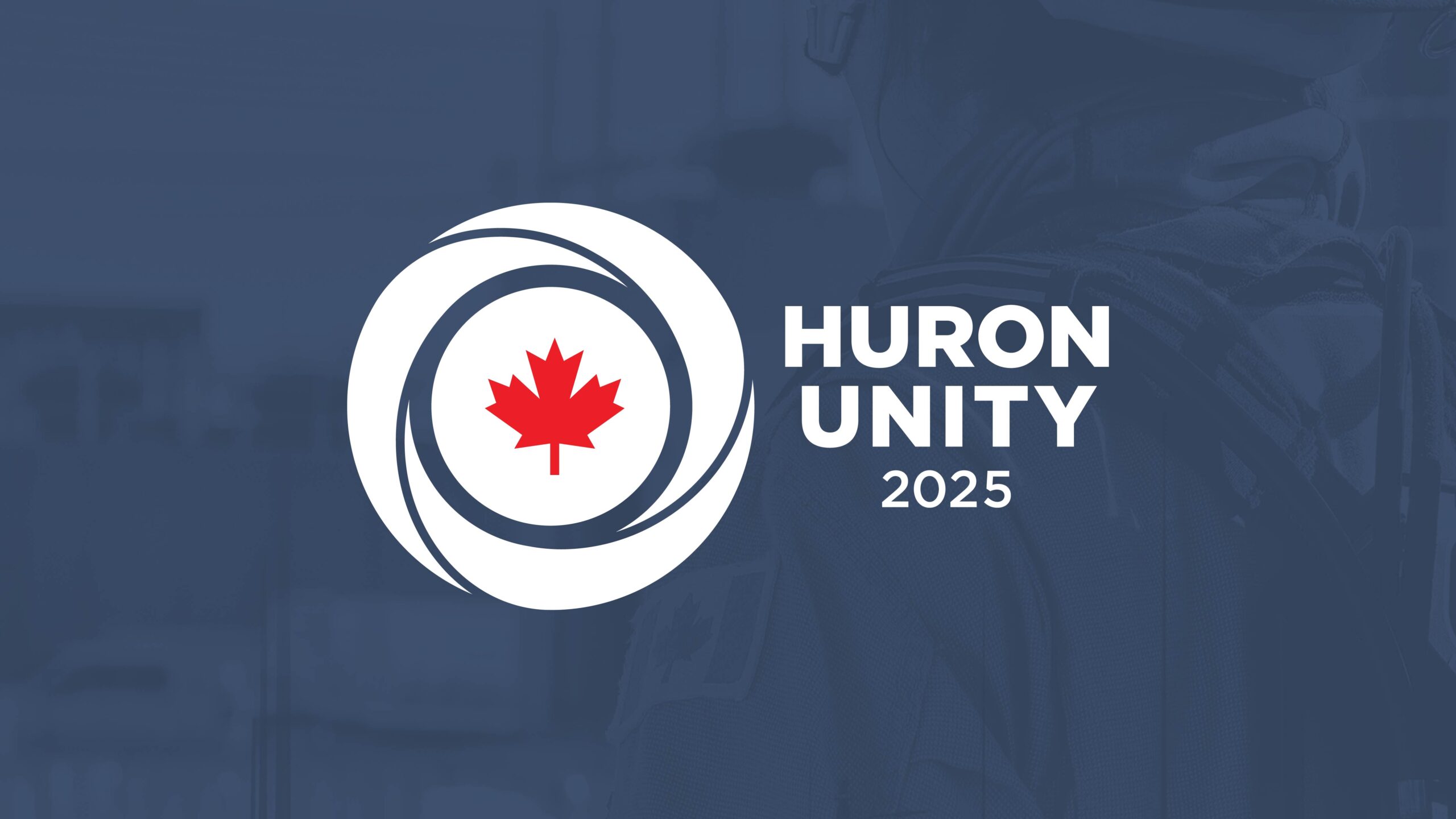 Huron Unity 2025 emergency preparedness exercise logo on blue background