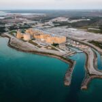 Bruce Power site photo showing Bruce B in foreground and Lake Huron