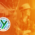 Graphic showing 2026 Top Employers for Young People with a photo of a woman at Bruce Power.