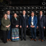 Today, members of the Ontario Government visited Bruce Power to announce an historic expansion of the Saugeen Ojibway Nation-Bruce Power Gamzook'aamin aakoziwin isotopes partnership. Taking part in the announcement were, from left, Stephen Lecce, Minister of Energy and Mines; Lisa Thompson, Minister of Rural Affairs; James Scongack, Chief Operating Officer and Executive Vice-President, Bruce Power; Jessica Keeshig-Martin, Acting Chief, Chippewas of Nawash Unceded First Nation; Peter Bethlenfalvy, Minister of Finance; Conrad Ritchie, Chief, Saugeen First Nation; Eric Chassard, President and CEO, Bruce Power; Dave Root, Elder, Saugeen First Nation.