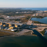 Bruce site aerial view showing stations and Lake Huron.