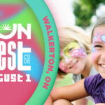 Funfest graphic showing children with their faces painted