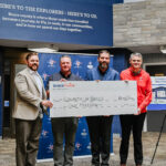 Bruce Power is donating $1 million to Bruce County’s recently announced affordable housing project on Walkerton’s east ridge. Pictured from left during the cheque presentation are: Ian Hanney, Director, Human Services, County of Bruce; Dwight Irwin, Section Manager, Community Relations, Bruce Power; Luke Charbonneau, Warden, County of Bruce; and James Scongack, Chief Operating Officer and Executive Vice-President, Bruce Power.