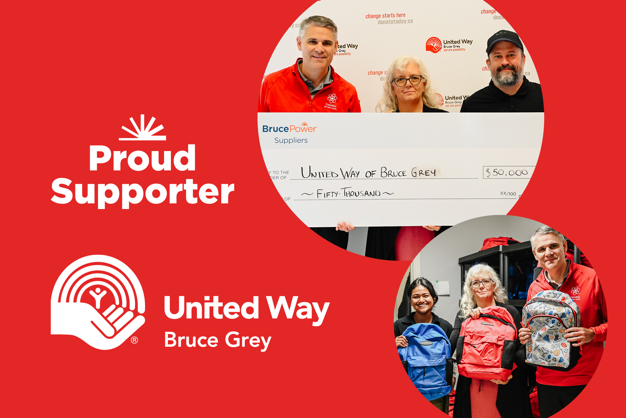Proud supporter of United Way supplier donation cheque presentation of $50,000