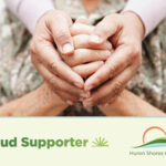 Donation to hospice graphic showing hands clasping and Huron Shores Hospice and Bruce Power logos.